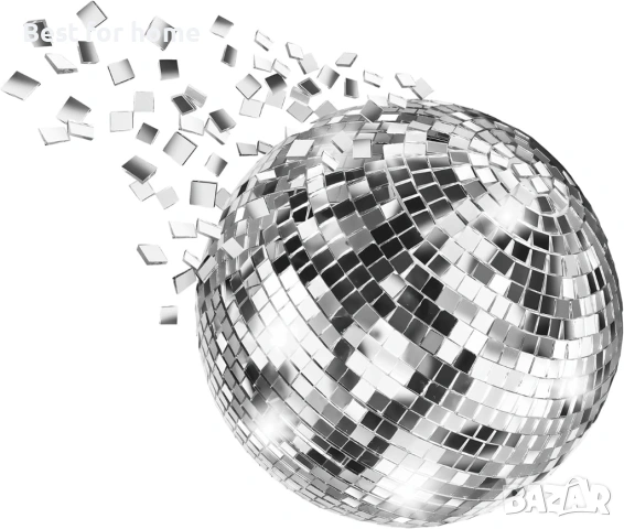 Пакет от 4 огледални диско топки с диаметър 10 см, сребърни висящи топки , снимка 4 - Други - 54090694