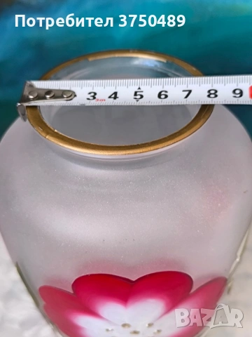 Ваза от матирано стъкло,ръчно рисувана, снимка 5 - Вази - 53669344