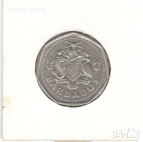 Barbados-1 Dollar-1994-KM# 14.2-small type non magnetic, снимка 4 - Нумизматика и бонистика - 28472752