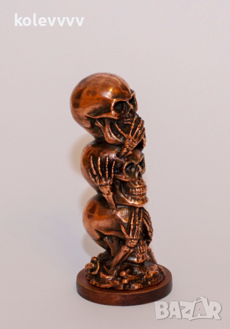 Статуетка,сувенир-"Три черепа".Медна галванопластика