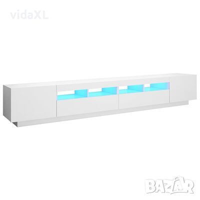 vidaXL ТВ шкаф с LED осветление, бял, 260x35x40 см(SKU:3081915