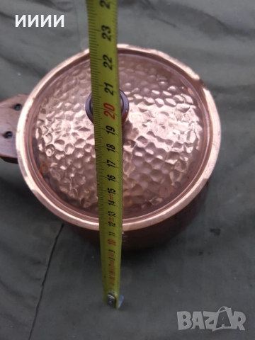 Бакърен тиган с капак, снимка 5 - Съдове за готвене - 52308693