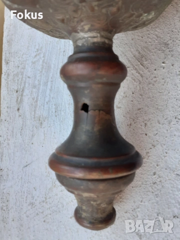 Стар уникален възрожденски свещник кандило сачан, снимка 2 - Антикварни и старинни предмети - 53444553