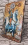 Икона Свети Мина на кон със светци 30/20 см - УНИКАТ, декупаж, снимка 4