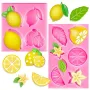 2 броя комплект цял рзезен лимон цвете Силиконов молд форма фондан за декорация на торта шоколад , снимка 1