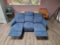 Сив диван от плат тройка с електрически релаксиращ механизъм, снимка 5
