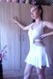 Бяла  рокля за спортни танци с ресни и кристали, снимка 11