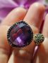 Красив сребърен пръстен с Пурпурен Аметист , снимка 1 - Пръстени - 45113345