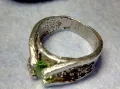 КЛАСИЧЕСКИ РЕТРО АРТ СКЪПОЦЕНЕН СРЕБЪРЕН ПРЪСТЕН СРЕБРО 925 с ФАСЕТИРАНИ ОЛИВИН и ЦИРКОНИ 66177, снимка 2
