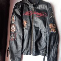 Ed Hardy motto biker leather jacket M, снимка 2 - Сака - 45323618