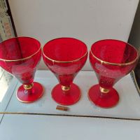 Чехско стъкло-чаши и поднос, снимка 3 - Вази - 45254111