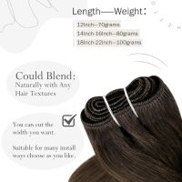 Hetto Екстеншъни за удължаване на коса 100% истинска човешка коса  #4 55 см 100 гр, тъмно кафяво, снимка 7 - Аксесоари за коса - 45286137
