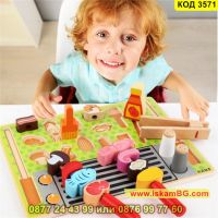 Комплект за барбекю, дървен детски пъзел - КОД 3571, снимка 2 - Образователни игри - 45265551