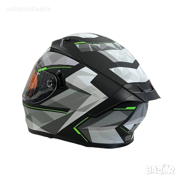 КАСКА ЗА МОТОР С ОЧИЛА, Размери S, M, L, XL - Matt Black/Green - 721372, снимка 1