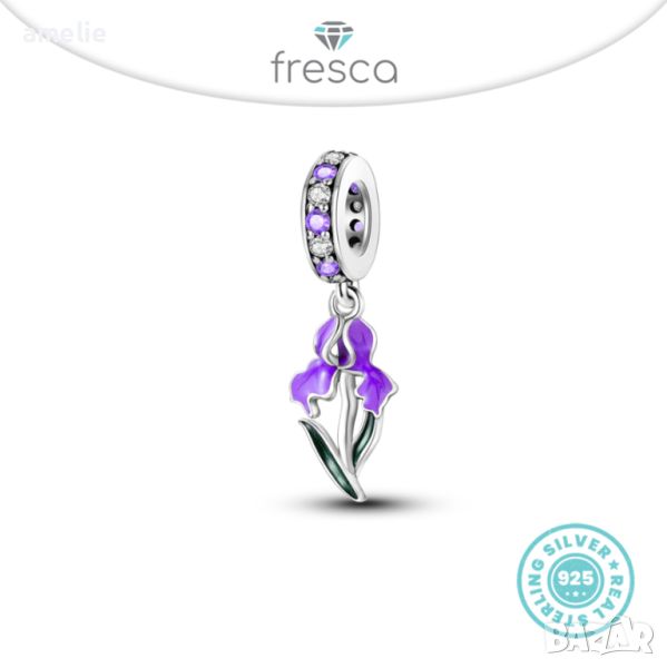 Талисман Fresca по модел Пандора сребро 925 Purple Flower. Колекция Amélie, снимка 1