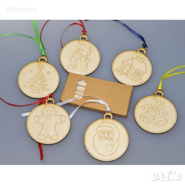 Сет от коледни топки за оцветяване + цветни моливи, снимка 1