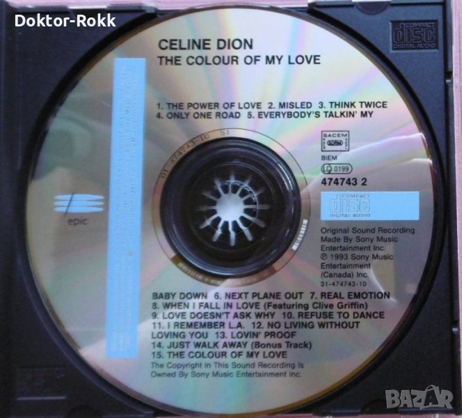 Celine Dion – The Colour Of My Love 1993 CD, снимка 1