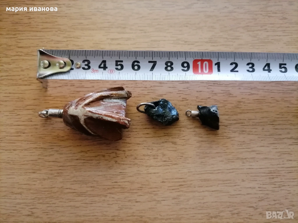 Лот висулки яспис тектити на сребърни  носачи, снимка 1
