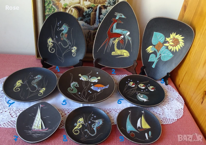 Чинии за стена художествена керамика Ruscha handarbeid , снимка 1