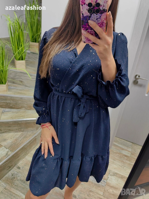 Синя рокля с блясък, снимка 1