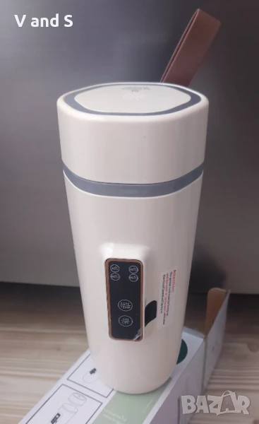 Кана за кола 12 V, CEIEVER Чаша за затопляне на кафе/чай/мляко за пътуване 350 мл, контрол на т, снимка 1