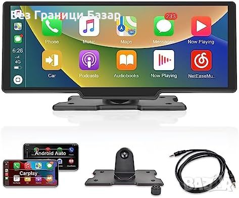 Нов Безжичен CarPlay Екран 10.3" HD - Универсален за кола автомобил, снимка 1