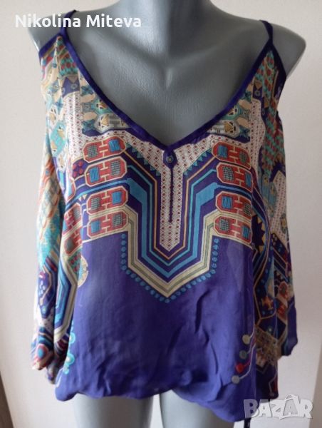 Шарена копринена блуза, снимка 1