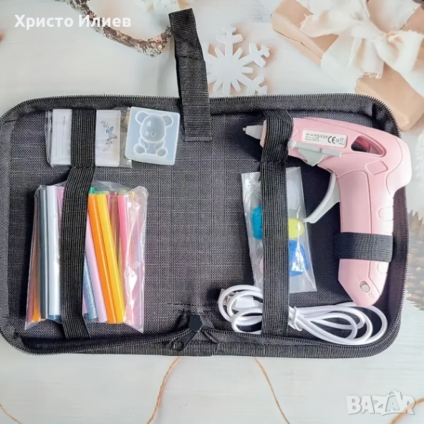 Безжичен Поялник за силикон Пистолет за топъл силикон с 30 пръчки комплект  в калъф и аксесоари USB, снимка 1