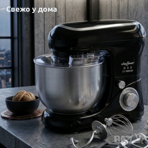 Планетарен миксер 1600W с 6.5L купа – мощност за перфектно тесто, кремове и десерти, снимка 7 - Миксери - 54264216