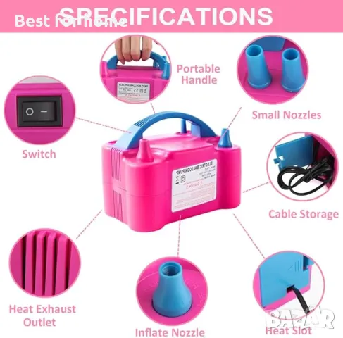 Комплект електрическа  помпа за балони, 100 балона и аксесоари YehTrum, снимка 4 - Други - 49740333