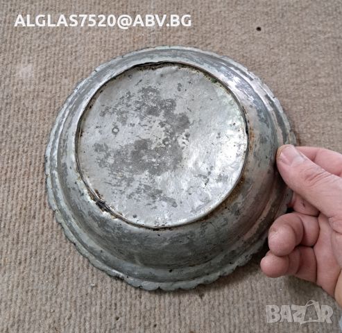 Стара медна, калайдисана чиния, снимка 3 - Колекции - 45513132