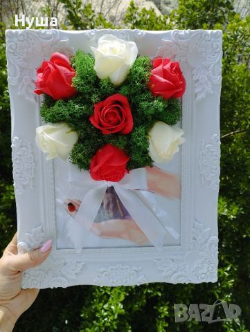 3 D картина със скандинавски мъх и ароматни сапунени рози 