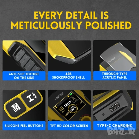 Детектор за Стени (Скенер) | Открива Арматура, Тръби, Дърво и Кабели под Напрежение FNIRSI WD-02, снимка 7 - Друга електроника - 53888850