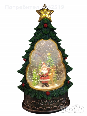 Светеща коледна елха с въртящ сняг, снимка 3 - Декорация за дома - 52329671