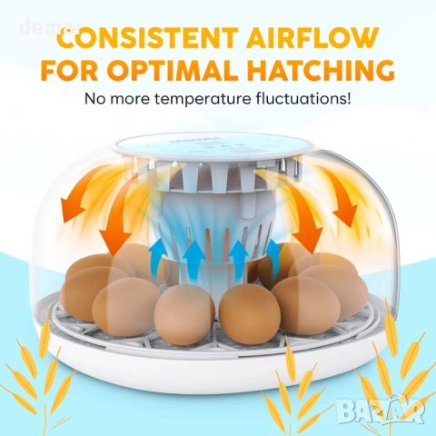 Инкубатор за яйца M12, автоматично обръщане и контрол на влажността, снимка 7 - За птици - 53645117