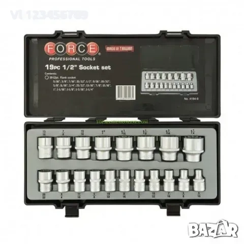 Вложки дванадесетостенни инчови Force 1/2", 19 бр
