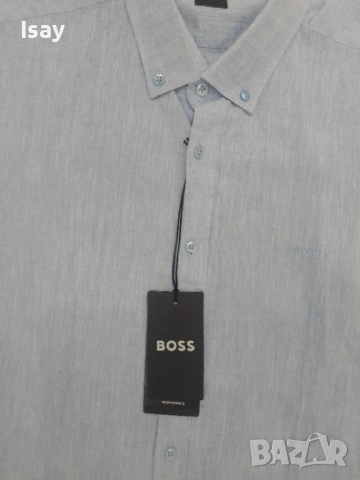 Мъжка риза БОСС 50% памук 50 % лен 2ХЛ последен размер, снимка 4 - Ризи - 53919216