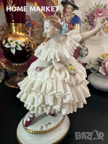 Volkstedt Фолкщед Germany  Curca 1945 (Älteste Volkstedter Porzellanmanufaktur) Dresden Lace , снимка 14 - Антикварни и старинни предмети - 52939094