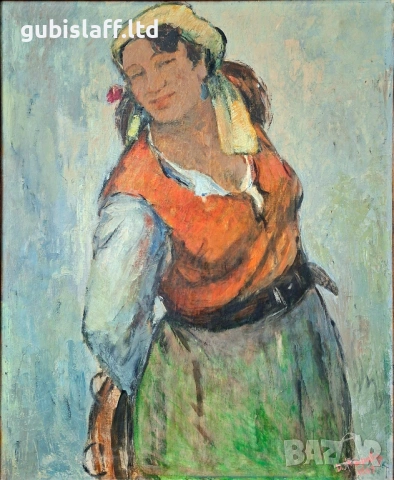 Картина "Циганка с дайре", худ. Д.Тодоров-Жарава (1901-1988), снимка 2 - Картини - 53334140