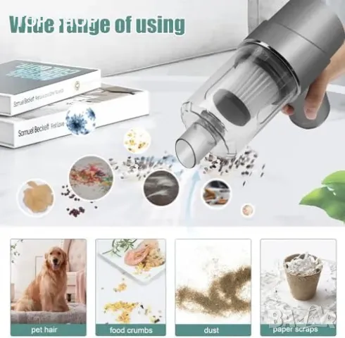 Нова Безжична ръчна прахосмукачка 7000Pa, 120W за автомобил и дом, снимка 7 - Прахосмукачки - 49970899