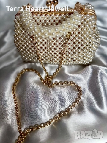 Дамска чанта ръчна изработка от перли цвят шампанско , снимка 11 - Чанти - 52288288