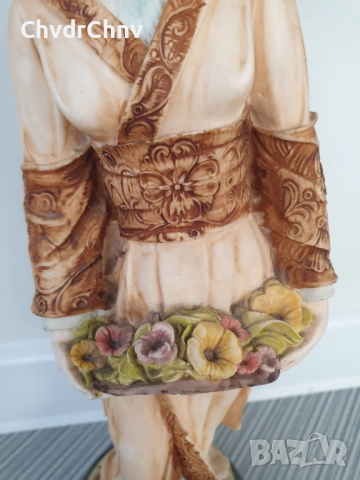 ARNART статуетка мраморен резин 41см-4kg/американска фигура на гейша-японка с цветя, снимка 3 - Статуетки - 52973394