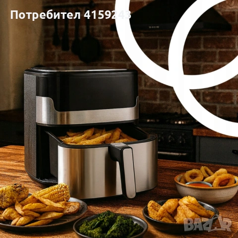 Смарт Еърфрайър , 2200W, XXL 6.5л, Wi-Fi Tuya App, 10 Програми, Неръждаема стомана