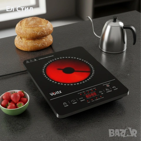 Котлон Voltz, 2000W, Кристална плоча с инфрачервен нагревател, 28х36см, LED екран, Таймер