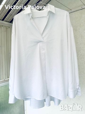 Модерна бяла блуза/ риза/туника