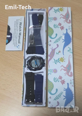 Детски часовник дигитален водоустойчив 50M – LED, аларма, 2 каишки, снимка 6 - Детски - 54049696