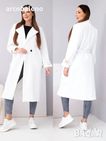 Дамско палто с колан и златни катарами, 4цвята , снимка 5 - Палта, манта - 53687342