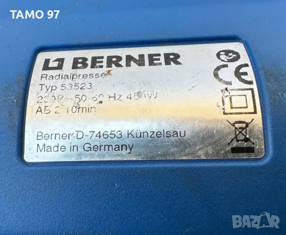 Berner Radialpresse 53523 - Преса за кримпване на пресфитинги с челюсти 12-15-18-22-28-35, снимка 6 - Други инструменти - 53978945