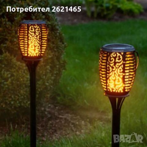 Голяма Соларна LED лампа за градината тип факел, пламък, огън, 50см , снимка 4 - Външни лампи - 45240421