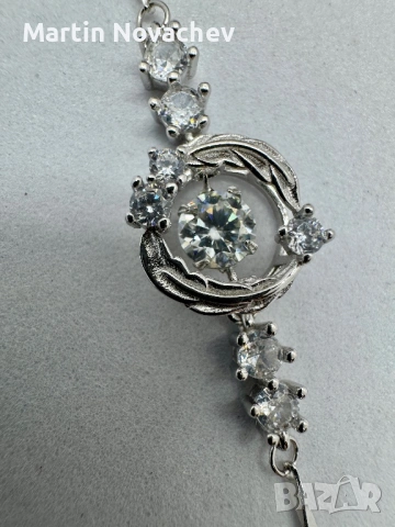 Сребърна гривна с мойсанит (Диамант) 0.5 карата, снимка 8 - Гривни - 53529602